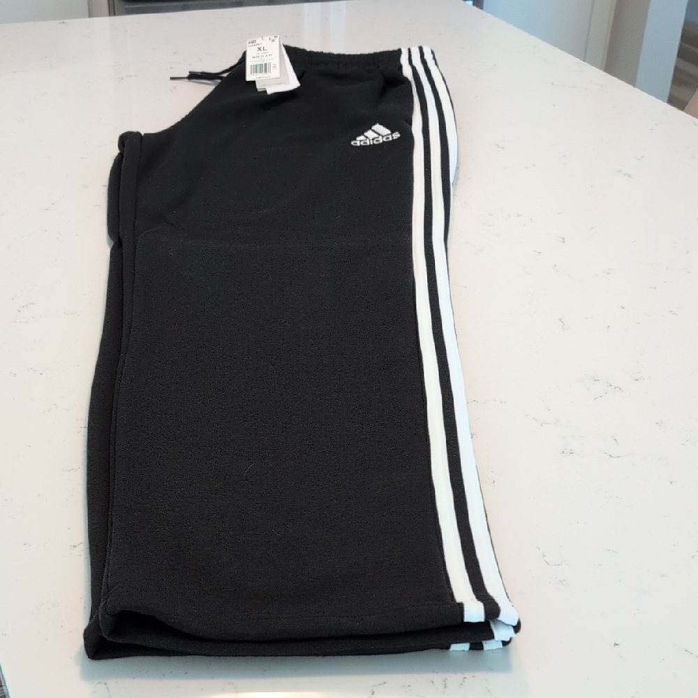Men's Adidas Black Joggers with White Accents